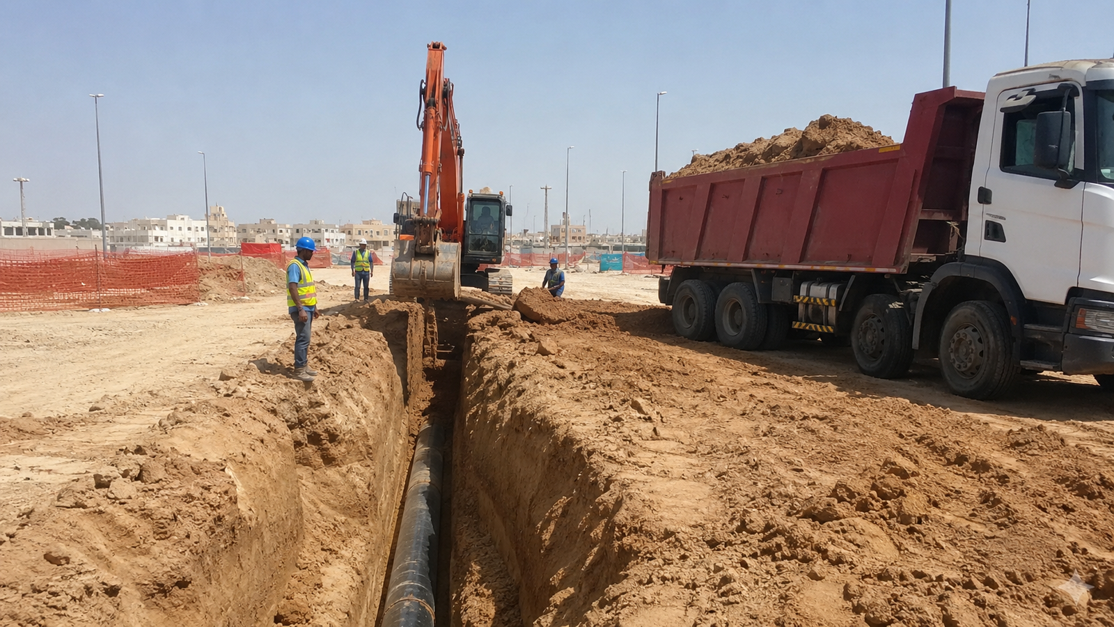 حفر خط أنابيب بالرياض